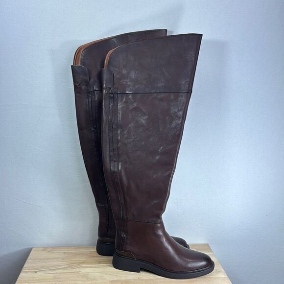 SARTO by Franco Sarto Battina Wide Calf Leather Knee High Boots- Brown- 7.5 M - Picture 1 of 9